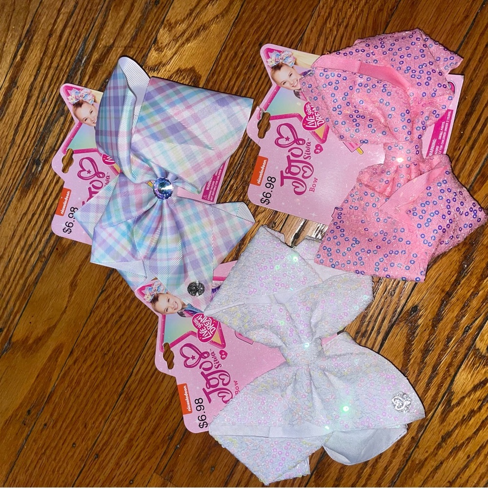 JoJo Siwa Pastel Plaid, Bubblegum Pink Sequin & Iridescent White Bow Set